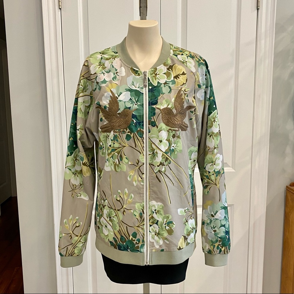 Green Get Me Fly Embroidered Bomber Jacket